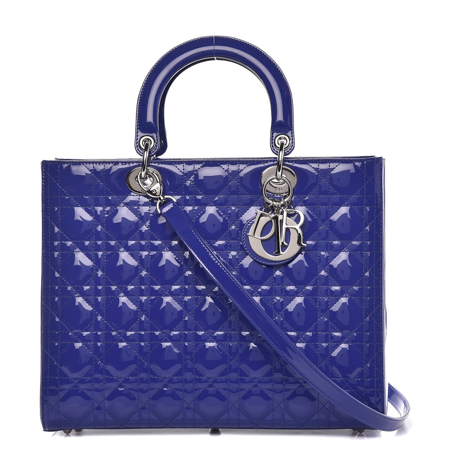 Patent Cannage Large Lady Dior Blue