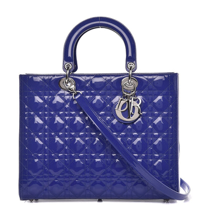 Christian Dior Patent Cannage Large Lady Dior Blue 1 of 7