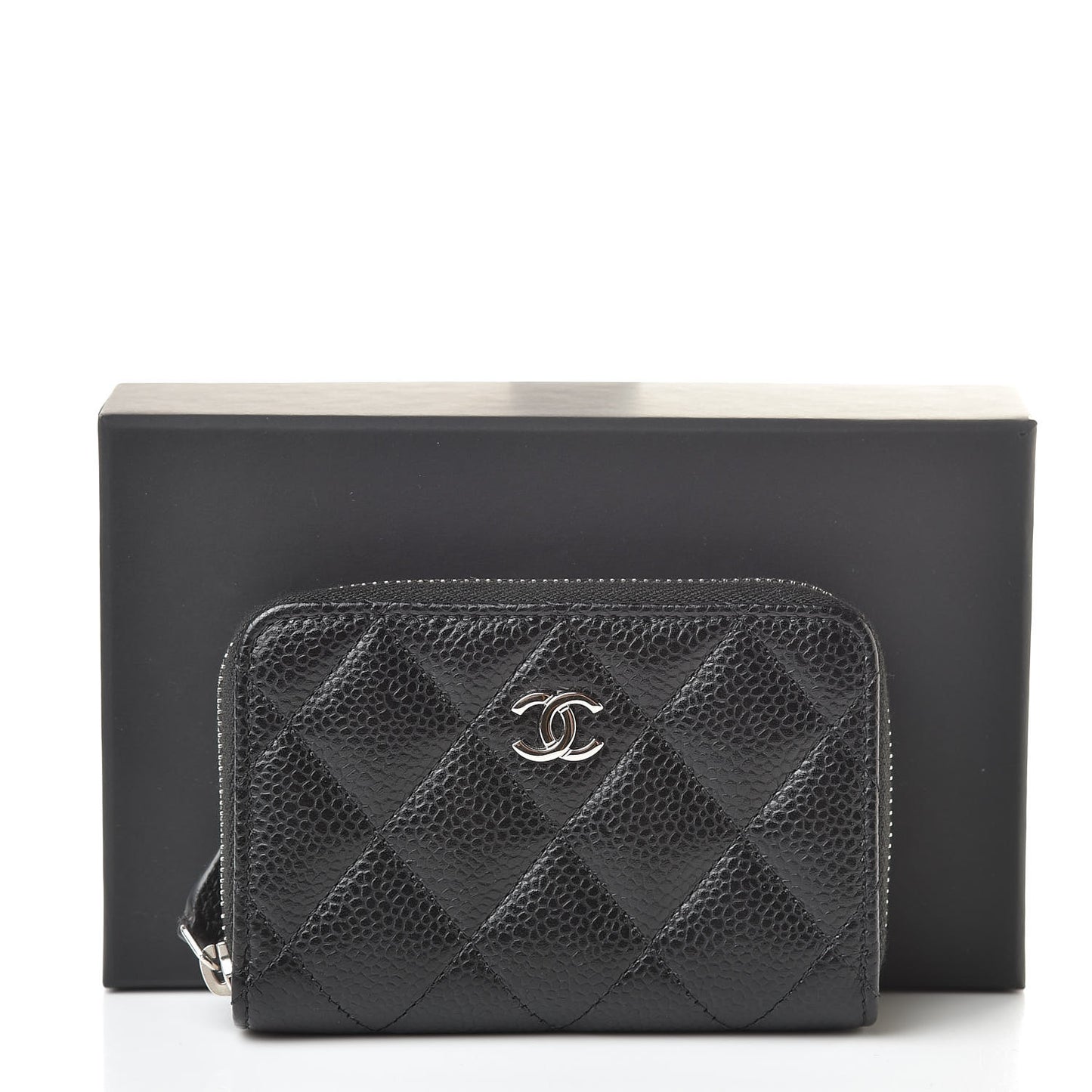 Caviar Quilted Zip Coin Purse Black