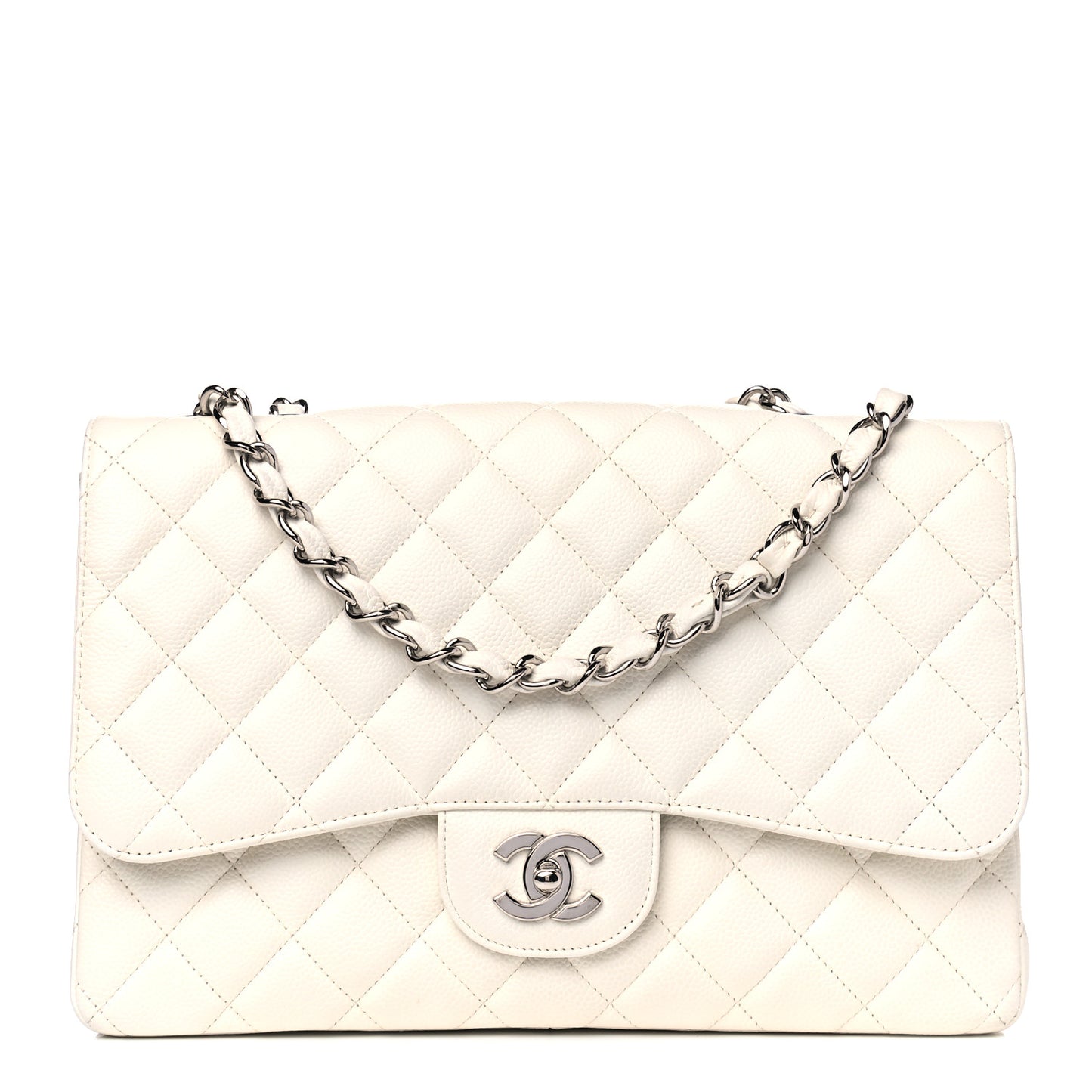 Caviar Quilted Jumbo Single Flap White