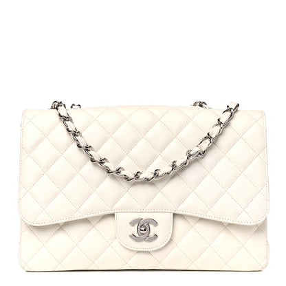 Chanel Caviar Quilted Jumbo Single Flap White 1 of 4