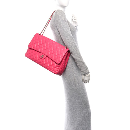 Chanel Caviar Quilted XXL Travel Flap Bag Dark Pink 2 of 12