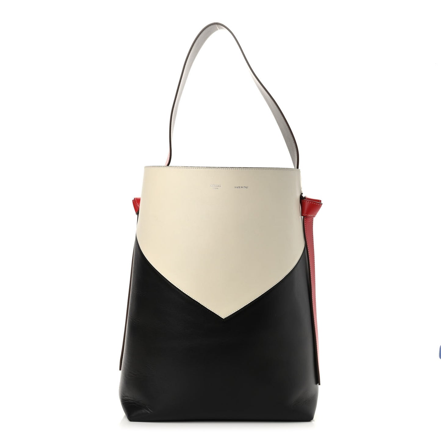 Shiny Smooth Calfskin Twisted Cabas Ivory Black