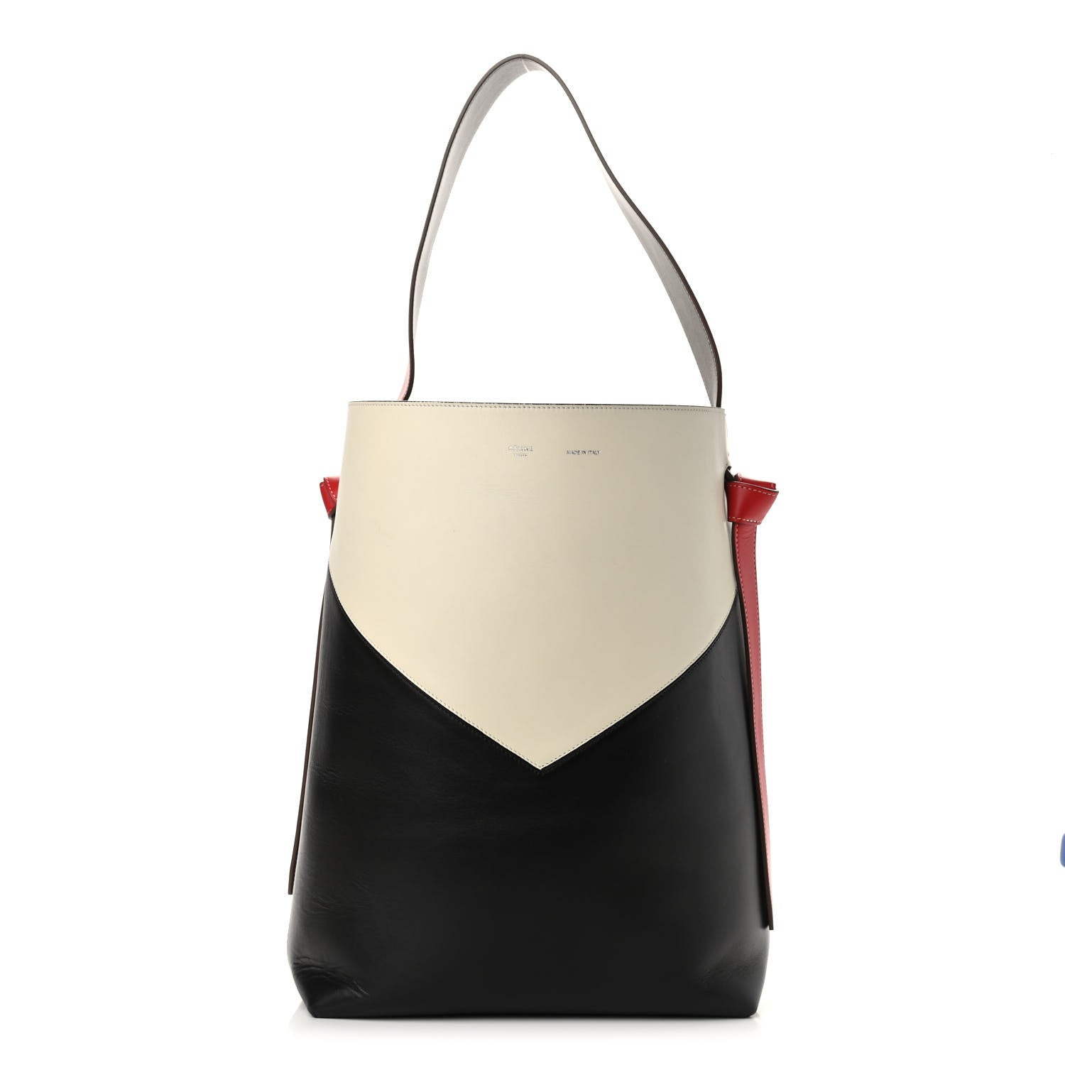 Celine Shiny Smooth Calfskin Twisted Cabas Ivory Black 2 of 11
