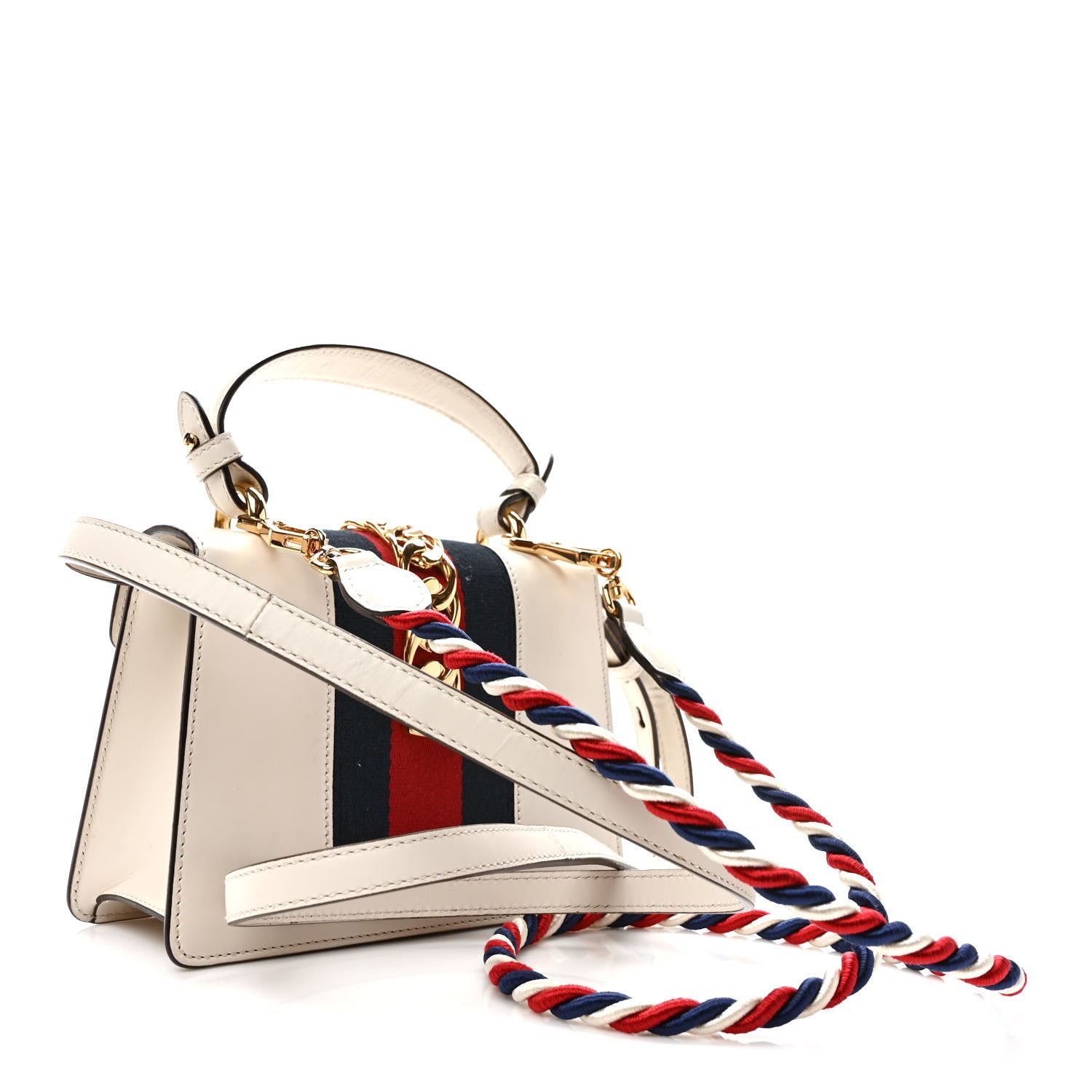 Gucci Calfskin Mini Sylvie Top Handle Bag White 4 of 13