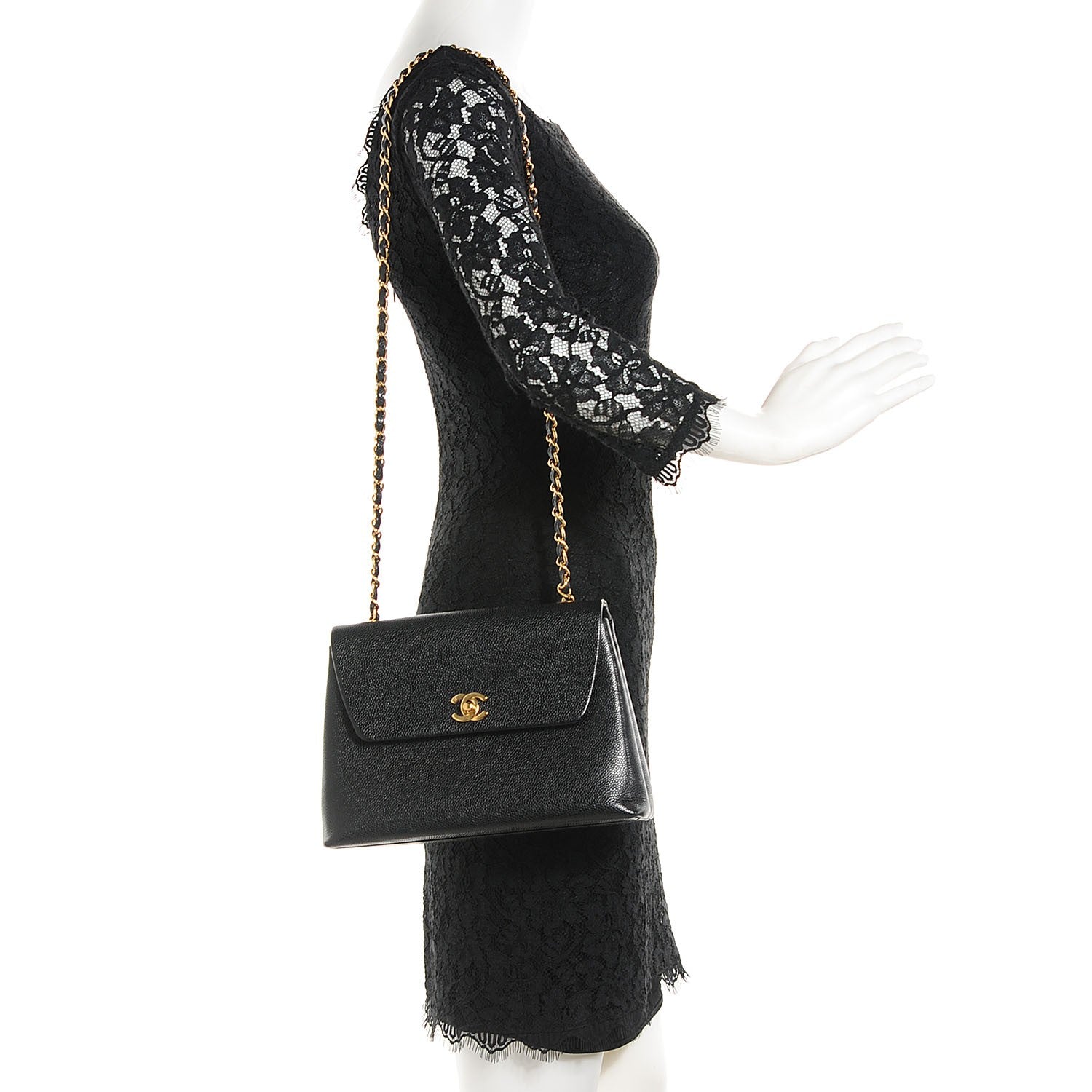 Chanel Caviar Flap Shoulder Bag Black 2 of 7