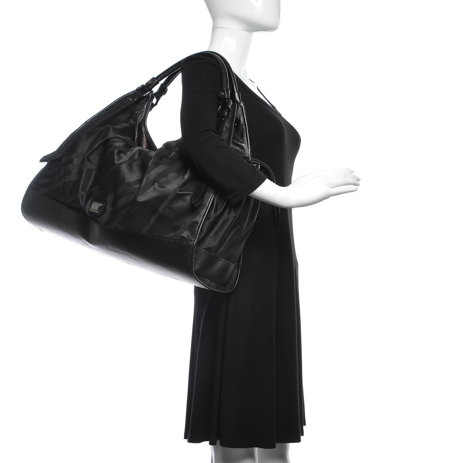 Burberry Calfskin Supernova Check Large Ashmore Tote Black 1 of 6