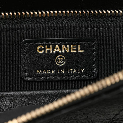 Chanel Shiny Crumpled Calfskin Quilted Clutch With Chain Black 6 of 9