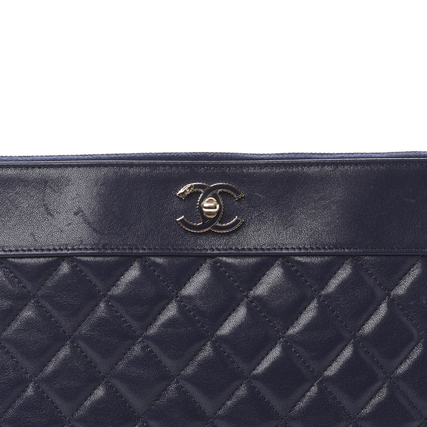 Sheepskin Quilted Medium Vintage Mademoiselle Cosmetic Case Navy