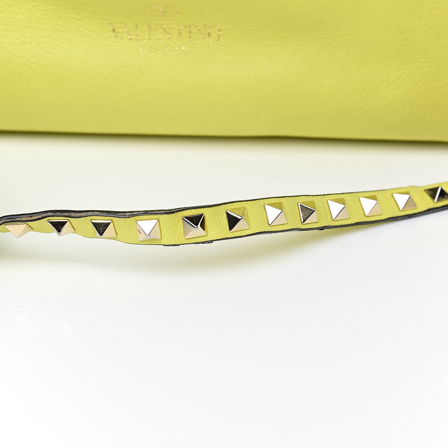 Valentino Garavani Vitello Rockstud Double Handle Tote Yellow Fluo 15 of 20
