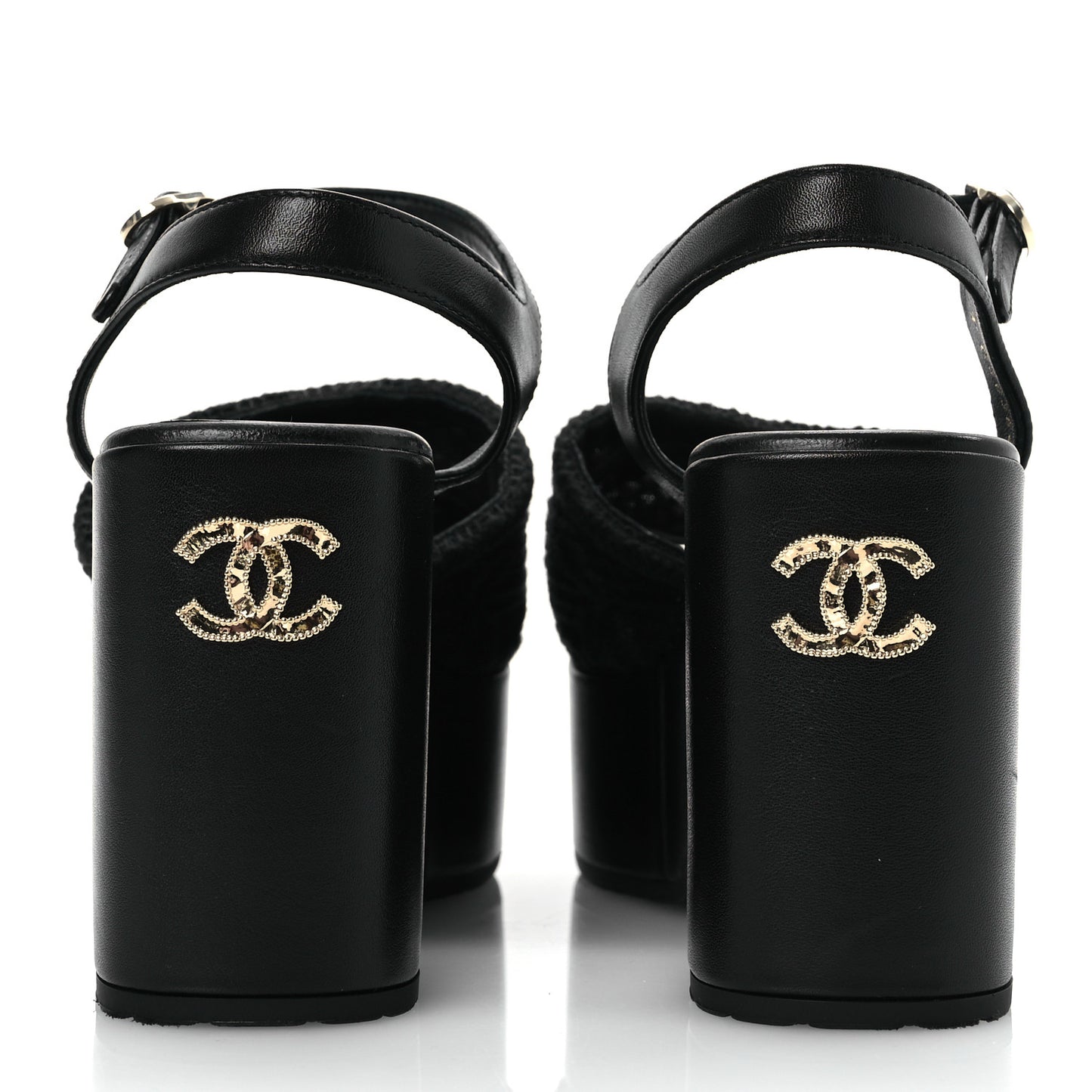 Lambskin CC Platform Sandals 37 Black