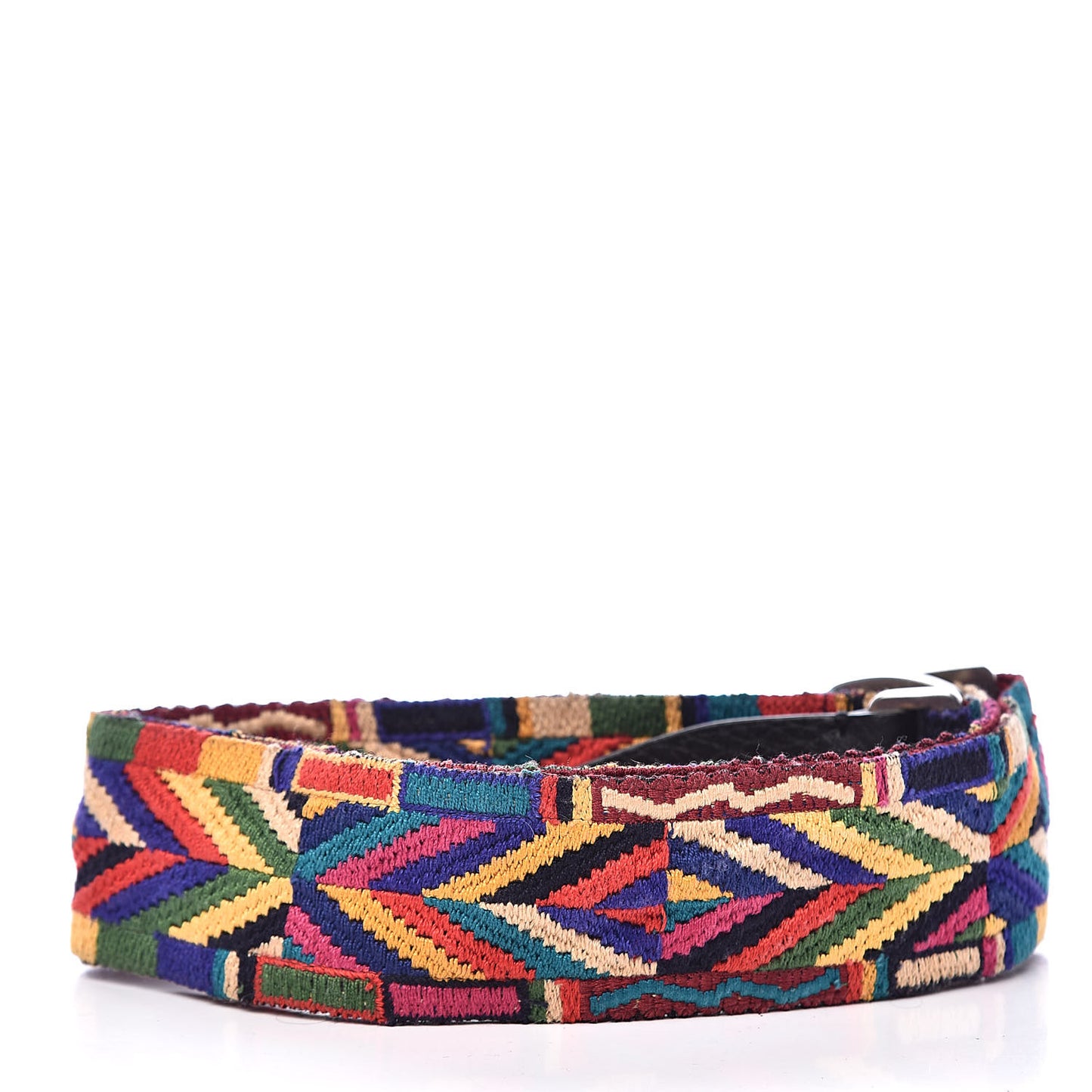 Canvas Geometric Embroidered Rockstud Guitar Strap Multicolor