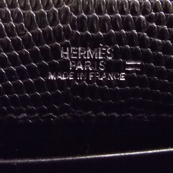 Hermes Lizard Kelly Pochette Clutch Black 6 of 8