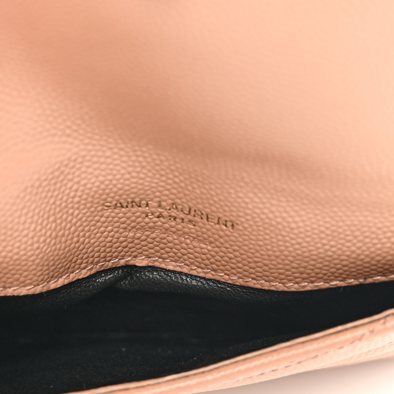 Saint Laurent Grain De Poudre Matelasse Chevron Monogram Compact Wallet Dark Beige 5 of 7