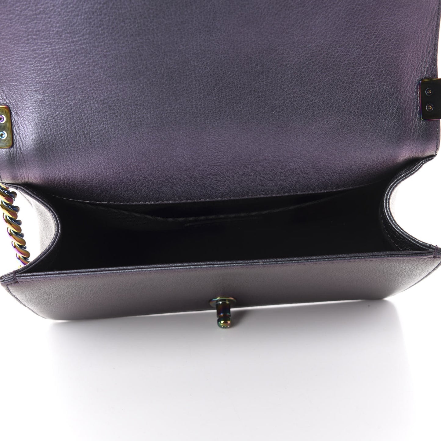 Iridescent Goatskin Quilted Medium Boy Flap Purple