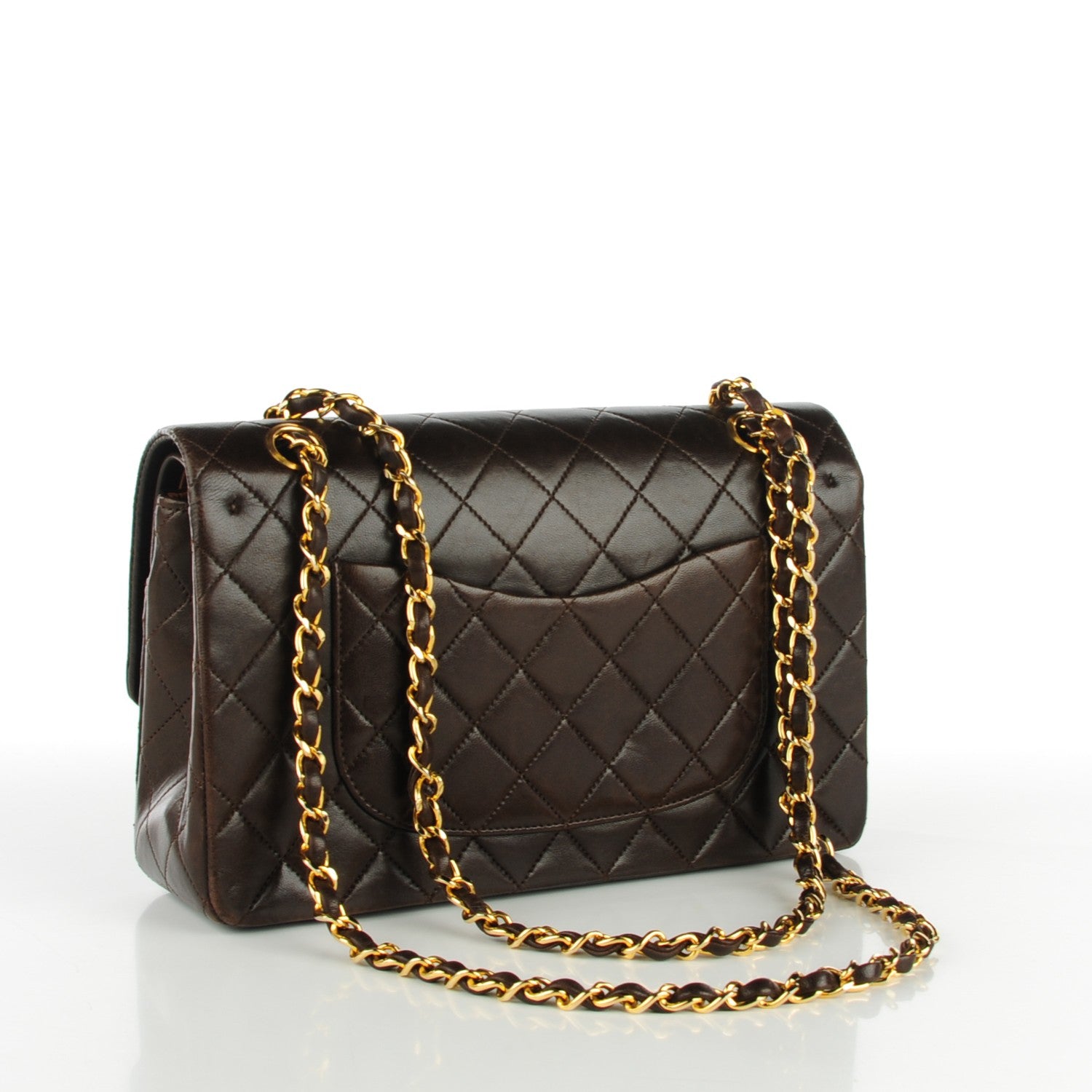 Chanel Lambskin Quilted Medium Double Flap Dark Brown 3 of 8