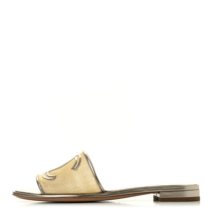 Chanel Glitter Mesh Patent Calfskin CC Sandal Mule 38.5 Gold 1 of 7