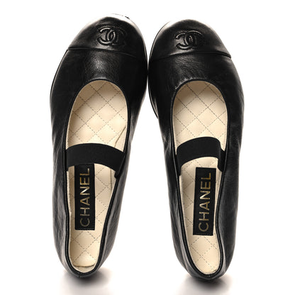 Chanel Lambskin Cap Toe CC Mary Jane Flats 37 Black 2 of 10