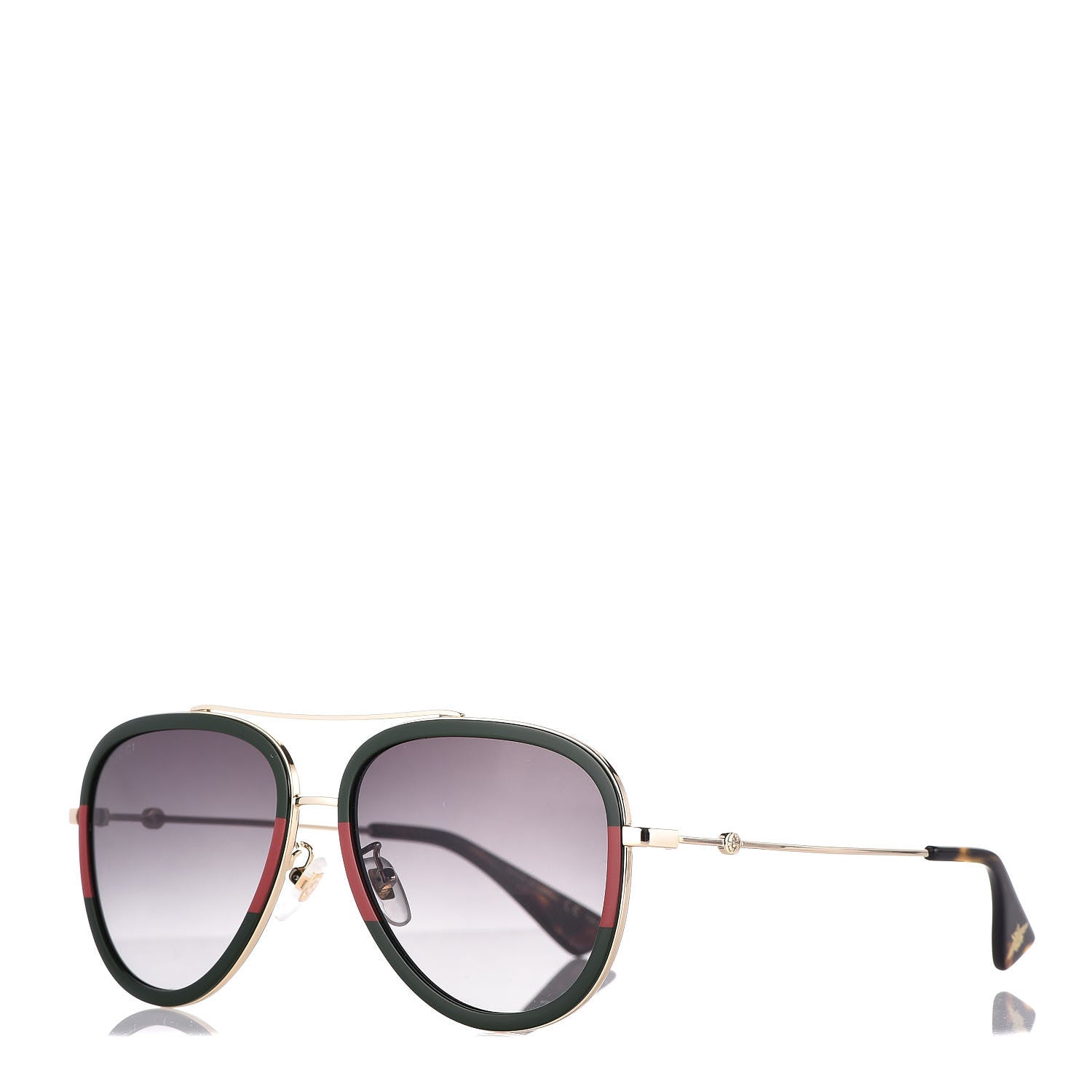 Gucci Web Aviator Sunglasses GG0062S Green Red 1 of 8