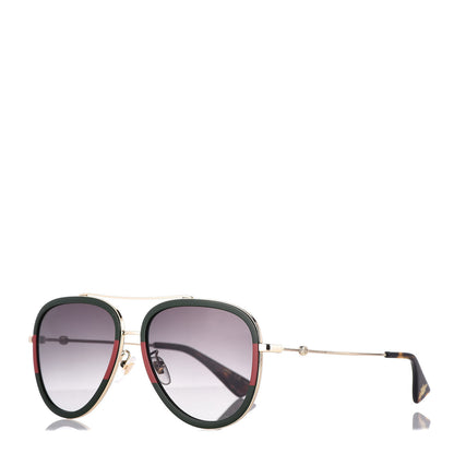 Gucci Web Aviator Sunglasses GG0062S Green Red 1 of 8