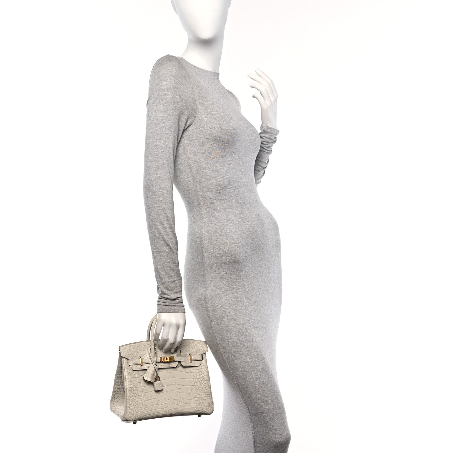 Hermes Matte Alligator Birkin 25 Beton 2 of 12