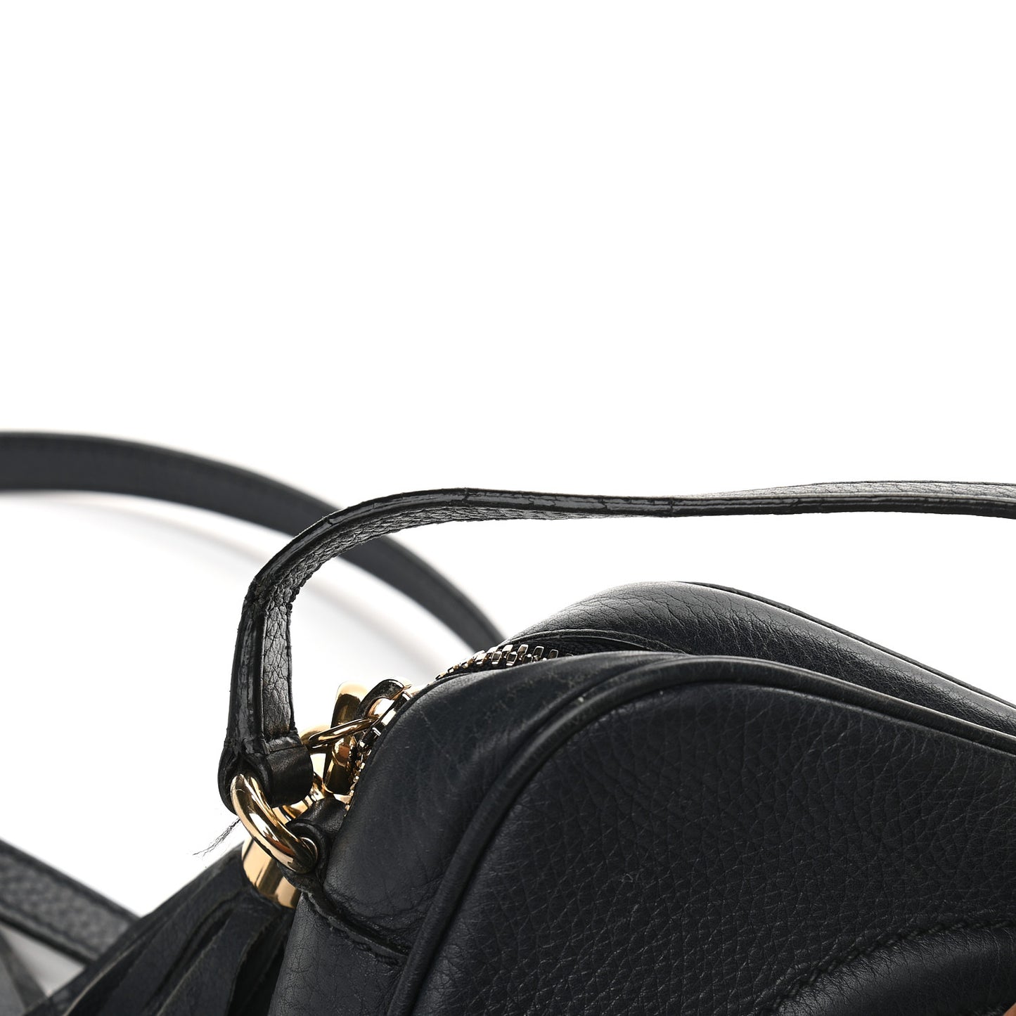 Pebbled Calfskin Small Soho Disco Bag Black