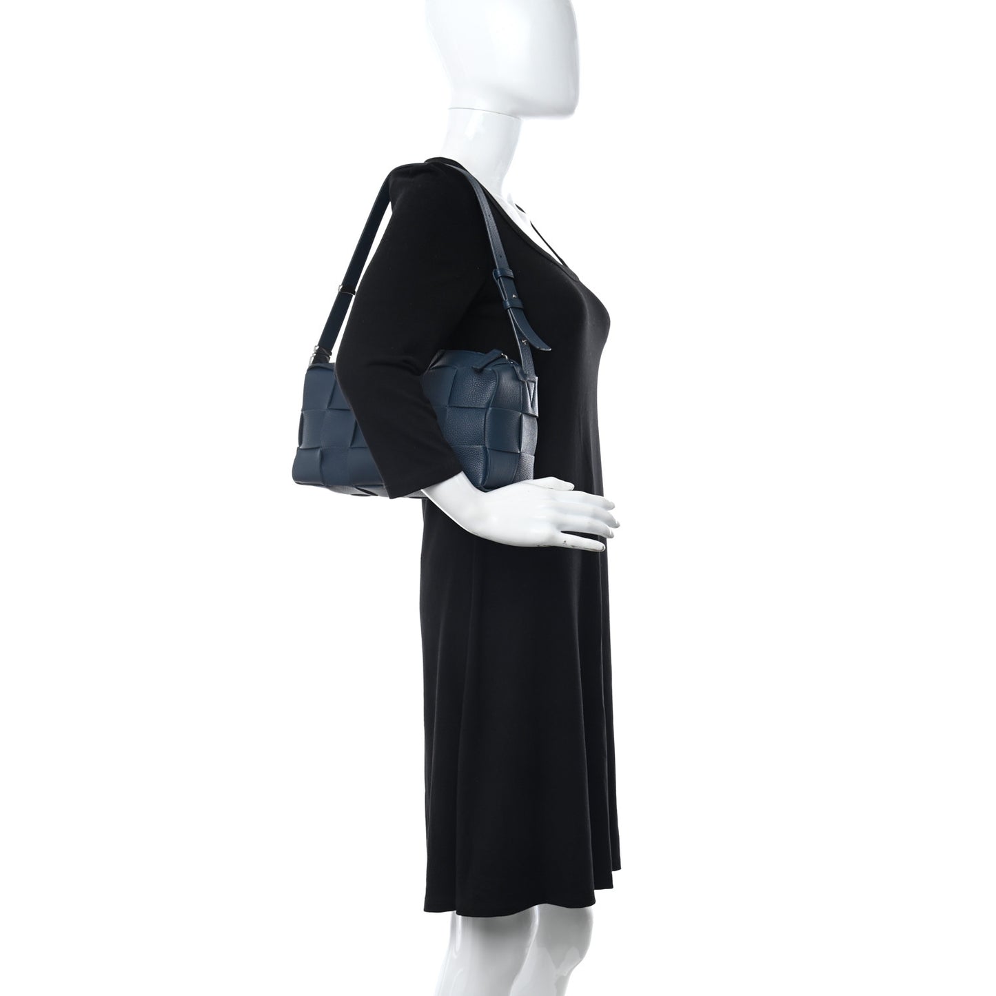 Grained Calfskin Maxi Intrecciato Brick Cassette Bag Deep Blue