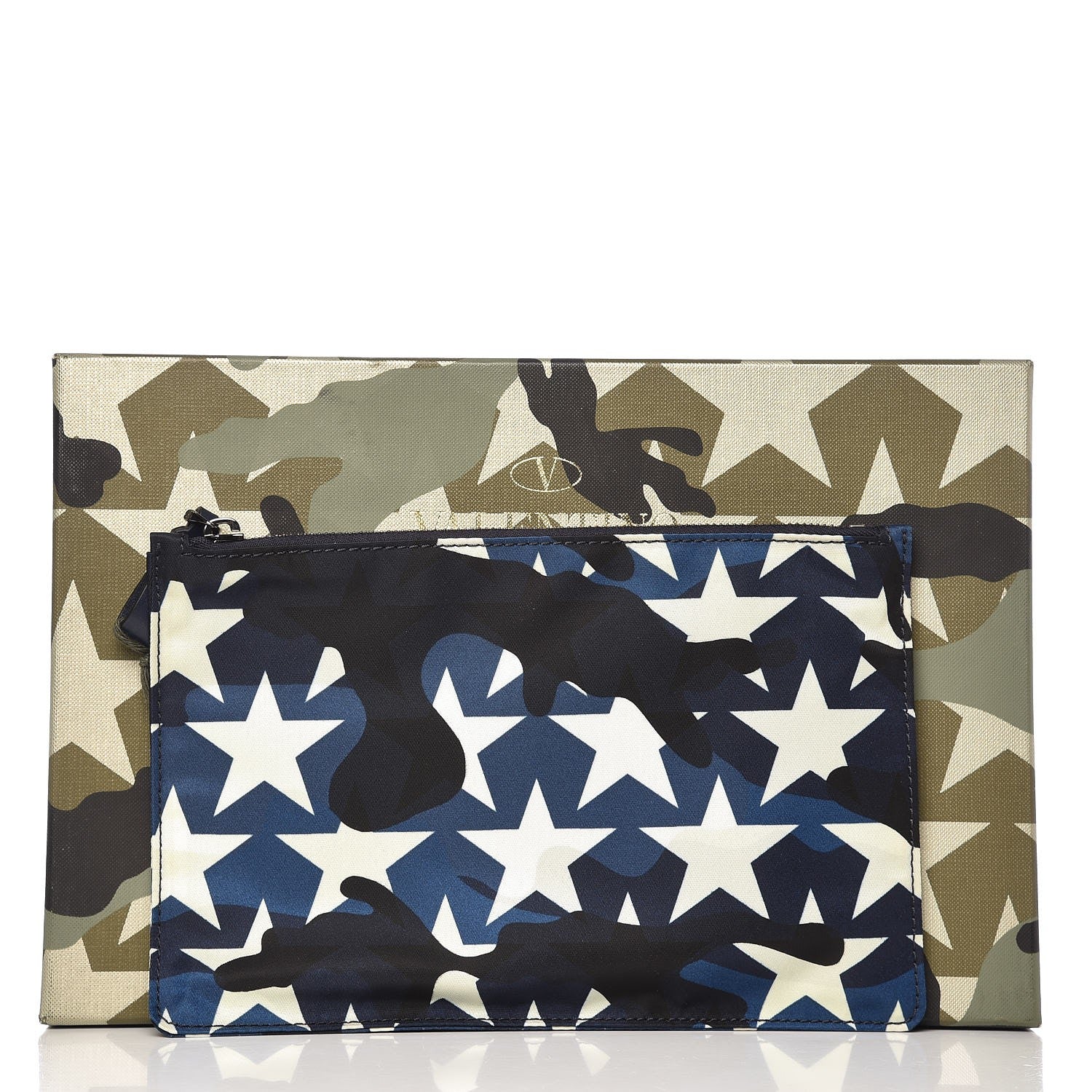 Valentino Garavani Nylon Camustars Medium Zip Pouch Marine Light Ivory 6 of 6