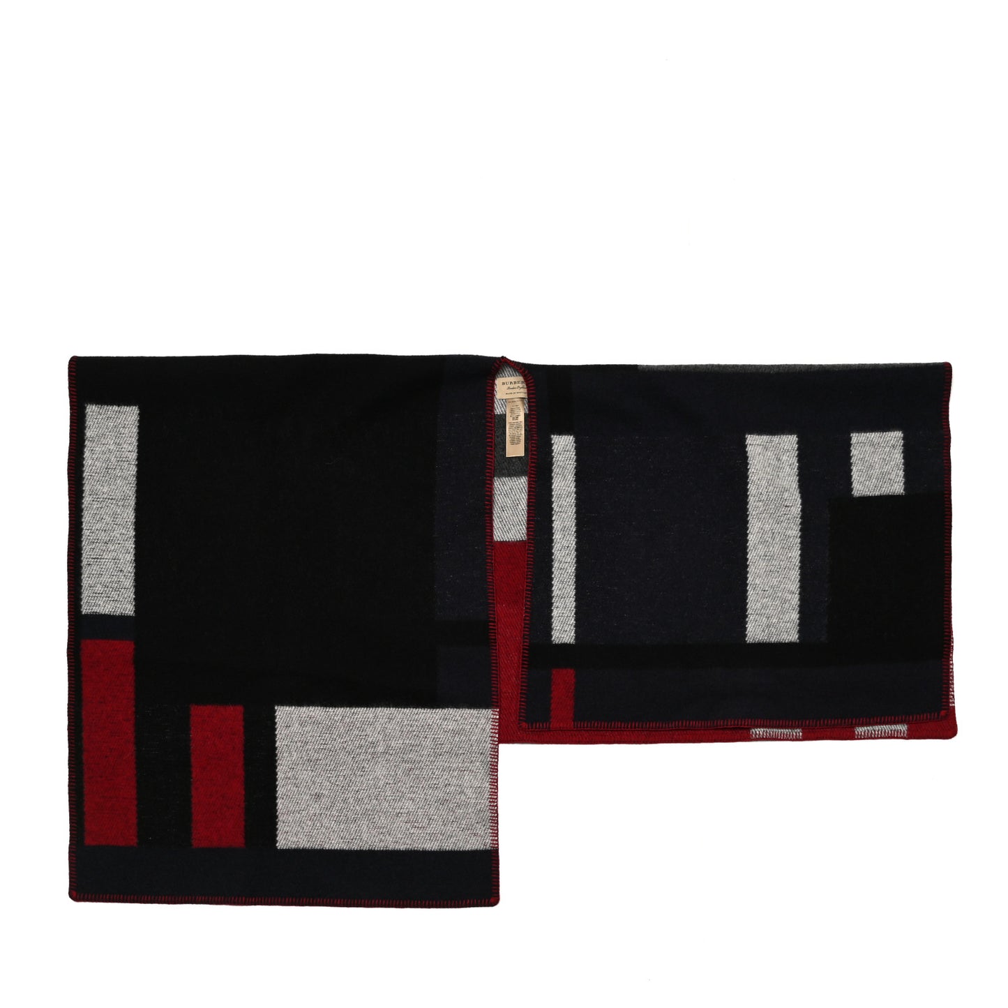 Wool Cashmere Mega Check Cape Scarf Scarf Navy