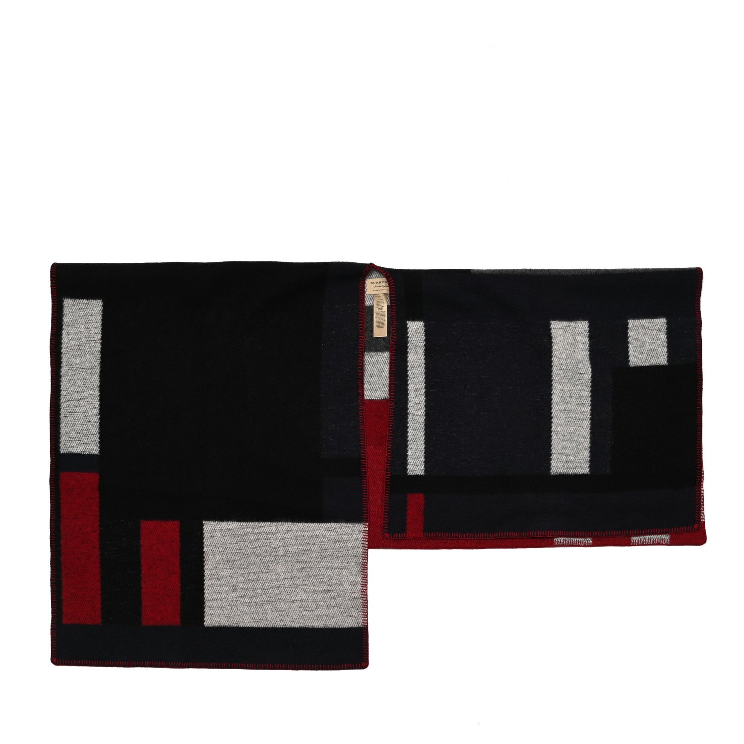Burberry Wool Cashmere Mega Check Cape Scarf Scarf Navy 1 of 3