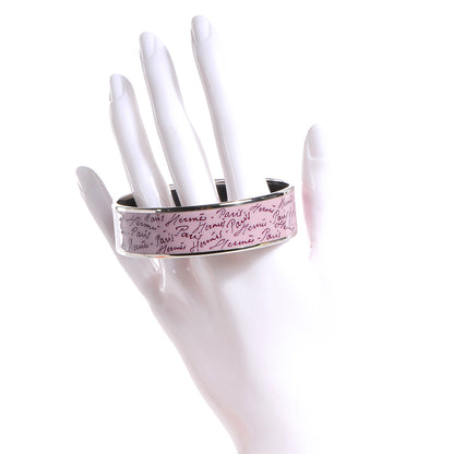 Hermes Enamel Printed Handwriting Wide Bracelet Purple 70 2 of 6