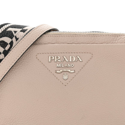 Prada Vitello Daino Soft Medium Double Zip Shoulder Bag Ninfea 8 of 12