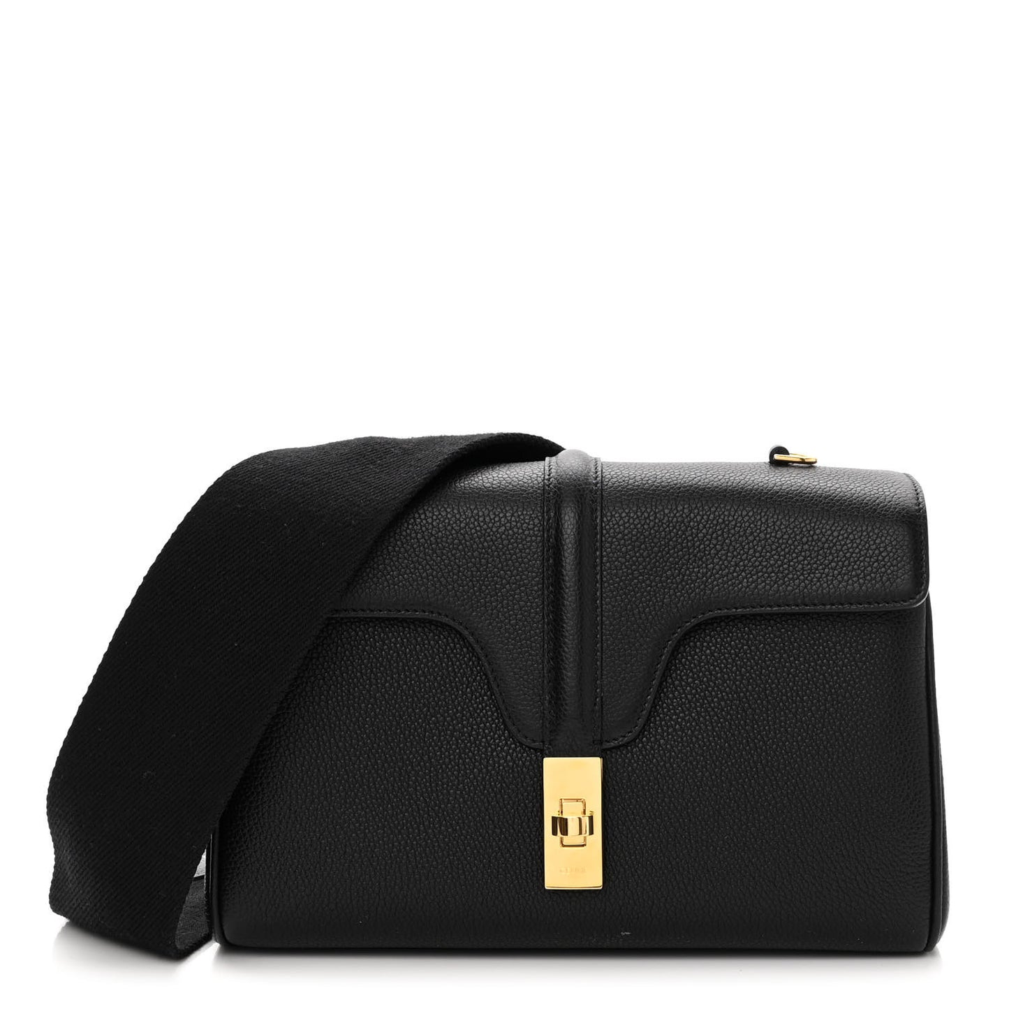 Grained Calfskin Teen Soft 16 Shoulder Bag Black