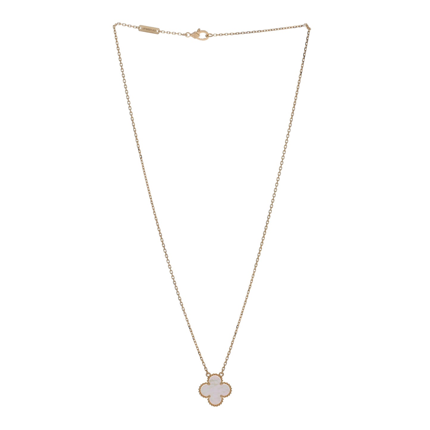 18K Yellow Gold Mother of Pearl Vintage Alhambra Pendant Necklace