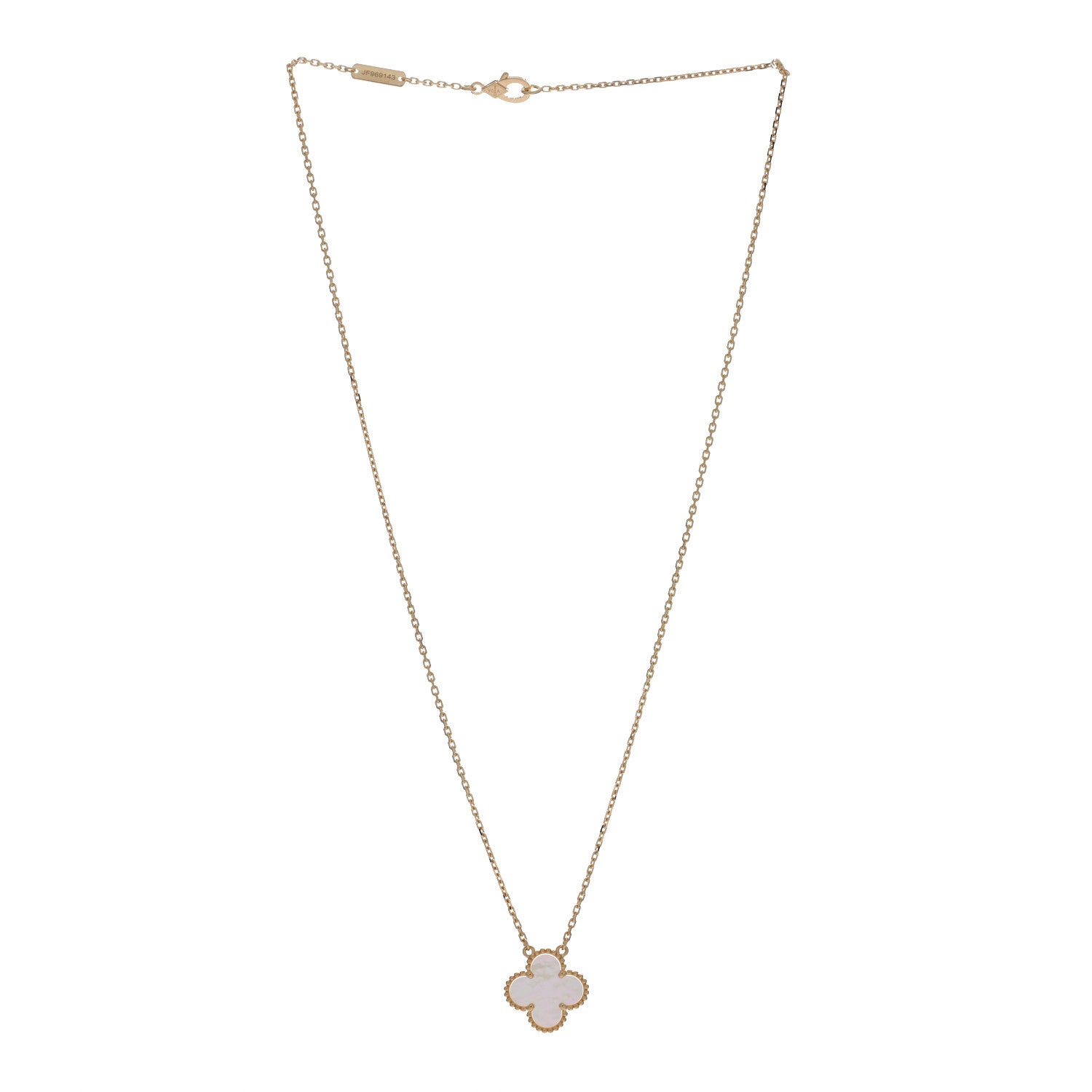 Van Cleef & Arpels 18K Yellow Gold Mother of Pearl Vintage Alhambra Pendant Necklace 3 of 4
