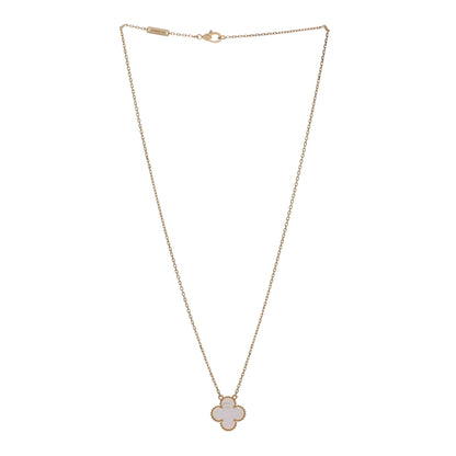 Van Cleef & Arpels 18K Yellow Gold Mother of Pearl Vintage Alhambra Pendant Necklace 3 of 4