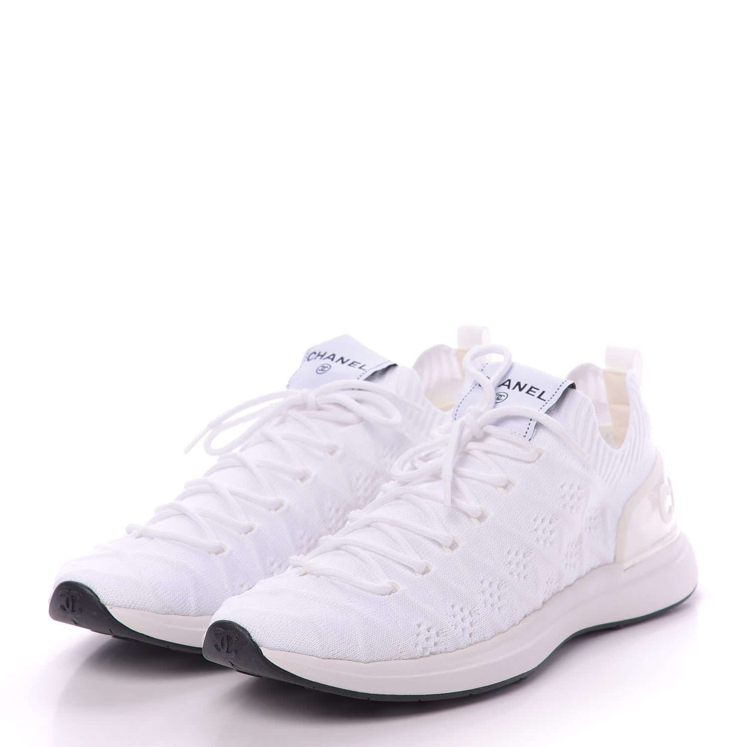 Chanel Mixed Fibers Quilted Womens CC Sneakers 40 White 3 of 10