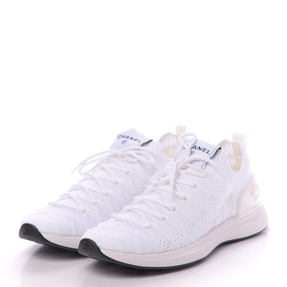 Chanel Mixed Fibers Quilted Womens CC Sneakers 40 White 3 of 10