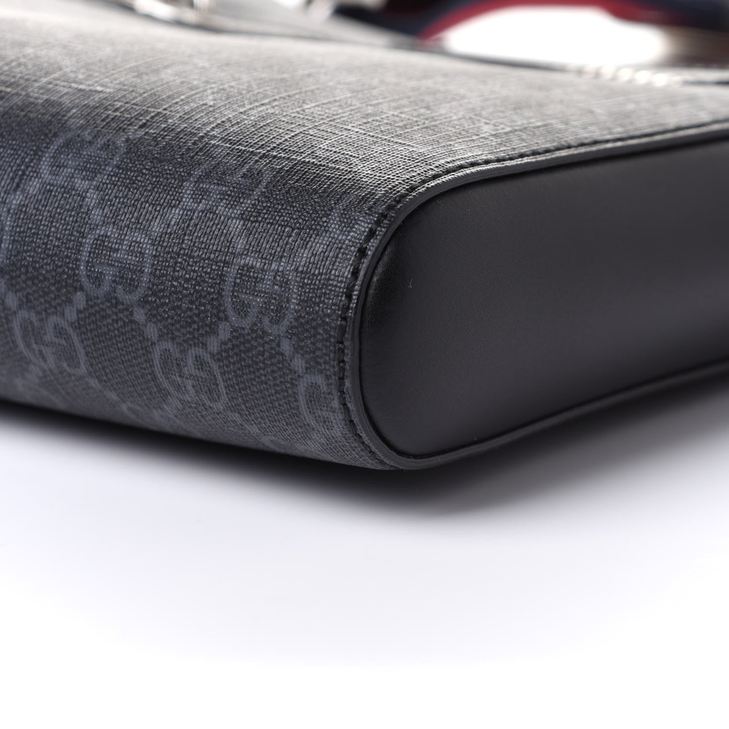 Gucci GG Supreme Monogram Web Small Flat Messenger Bag Black Grey 11 of 11
