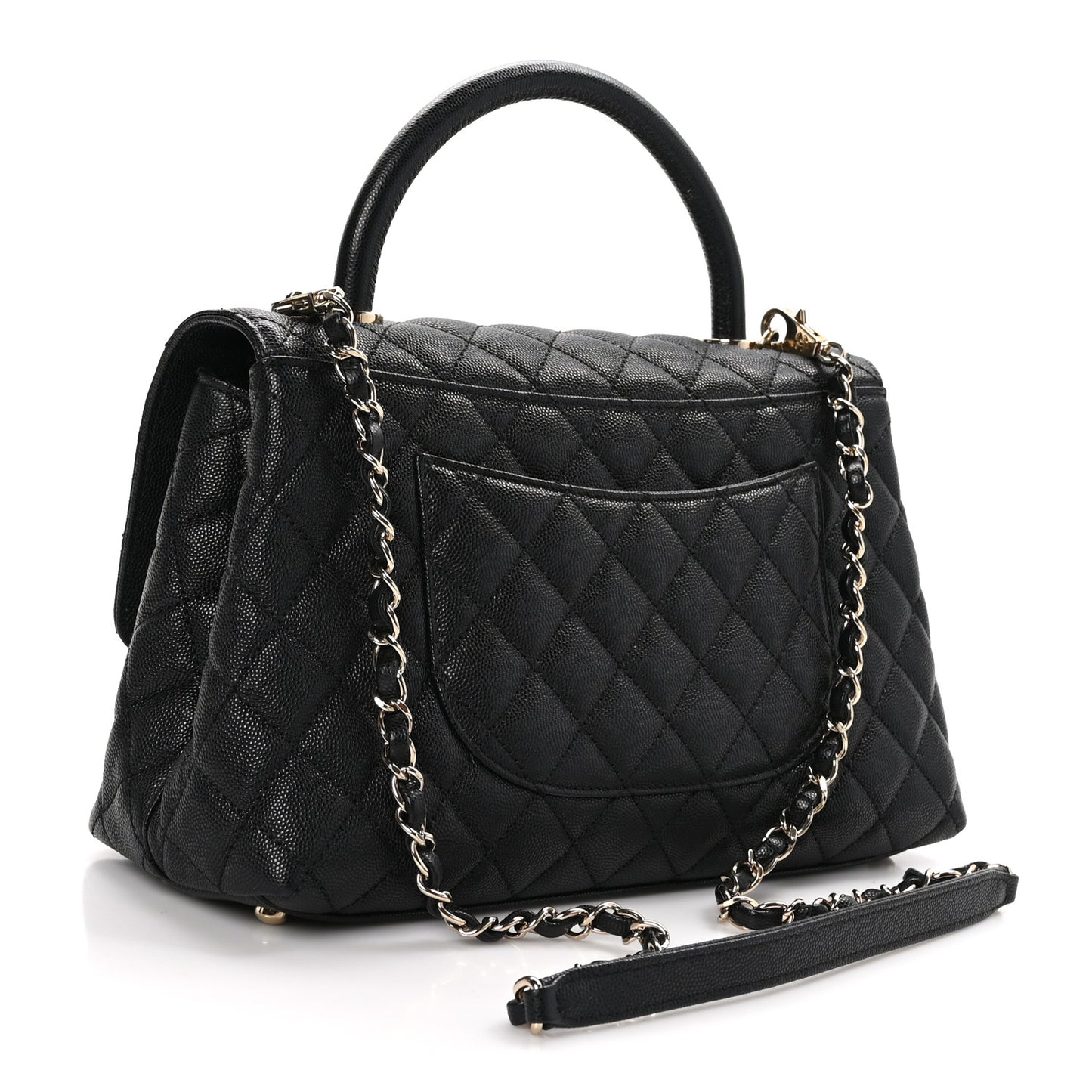 Caviar Quilted Small Coco Handle Flap Black