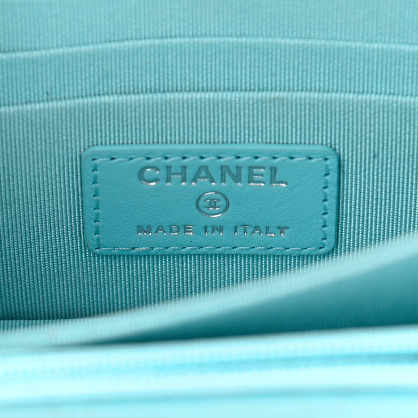 Lambskin Quilted Mini Wallet On Chain WOC Neon Blue