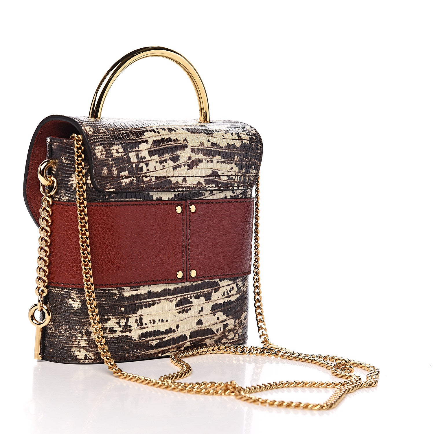 Chloe Calfskin Lizard Embossed Small Aby Lock Sepia Brown 2 of 9