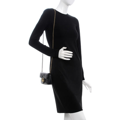 Gucci Calfskin Matelasse Super Mini GG Marmont Shoulder Bag Black 3 of 10