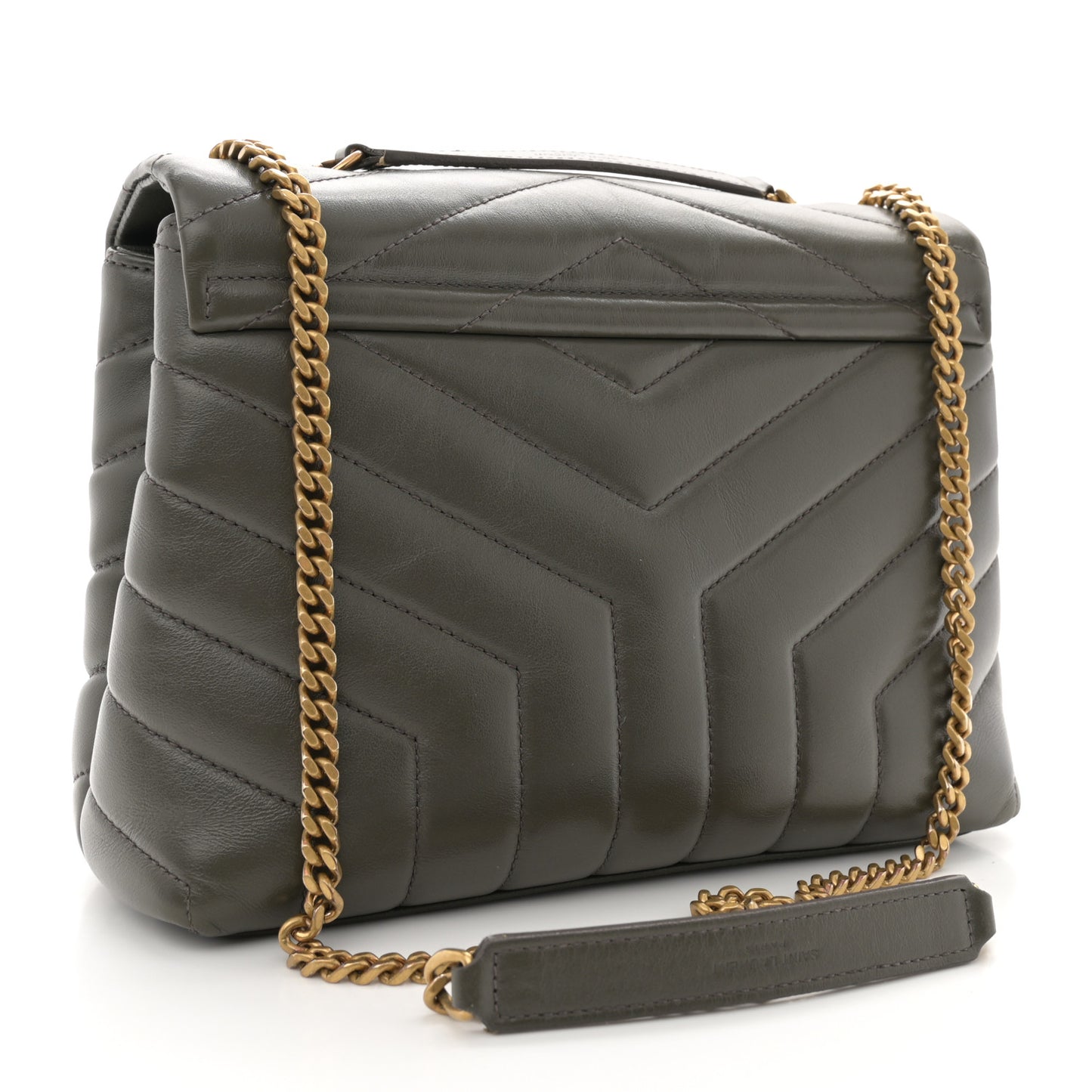 Calfskin Y Quilted Monogram Small Loulou Chain Satchel Olive