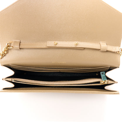 Saint Laurent Grain De Poudre Matelasse Chevron Monogram Chain Wallet Dark Latte 5 of 13