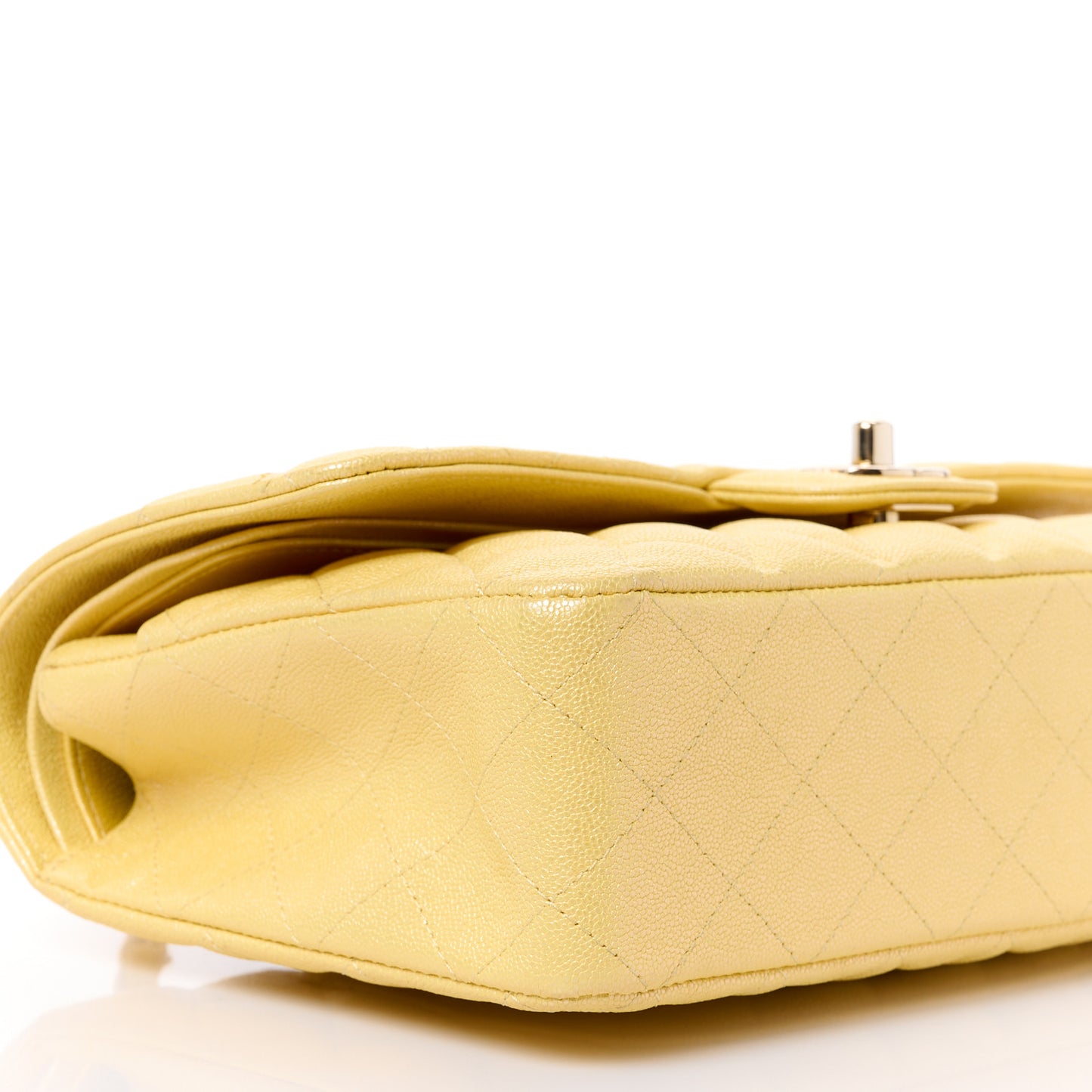 Iridescent Caviar Quilted Medium Double Flap Yellow
