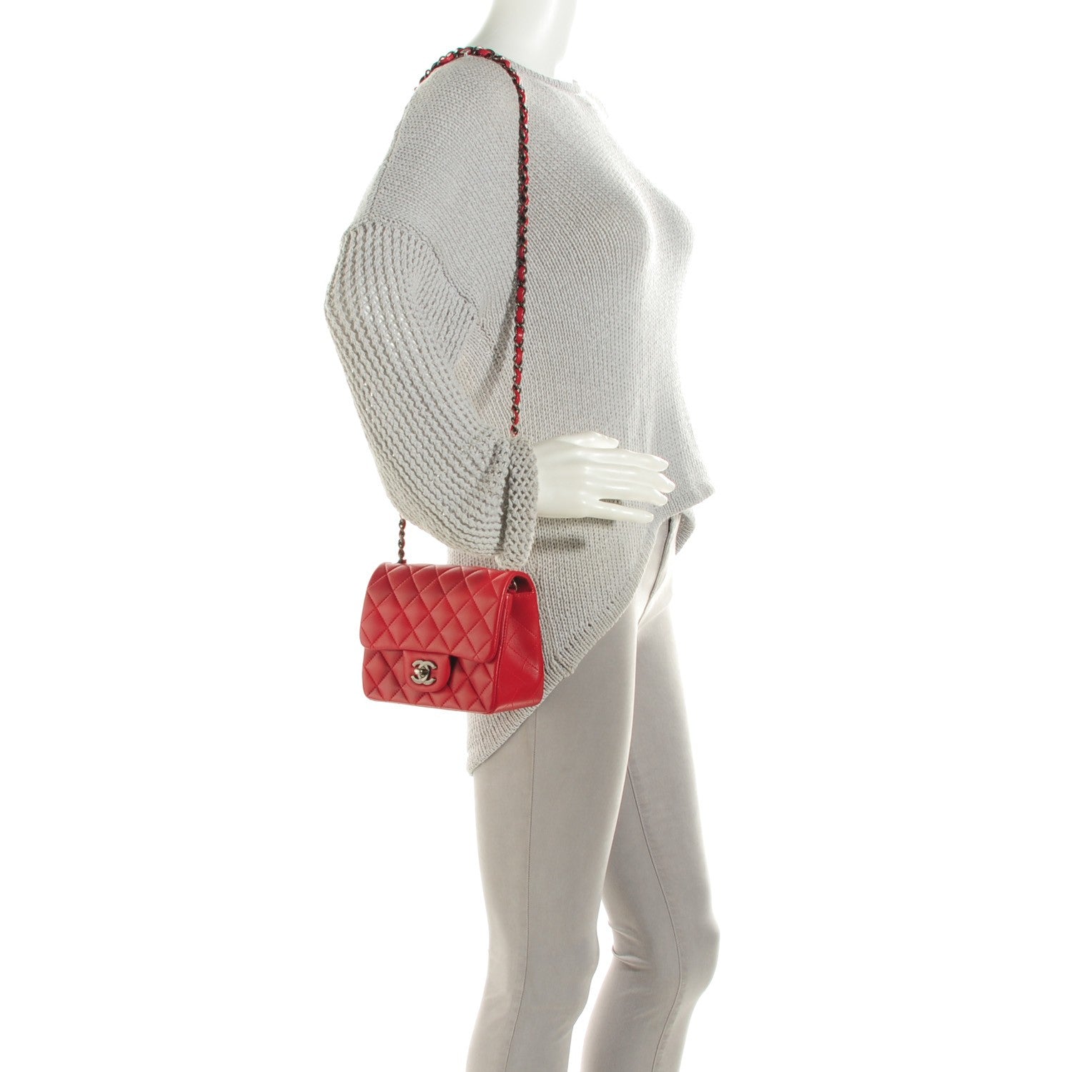 Chanel Lambskin Quilted Mini Square Flap Red 2 of 8