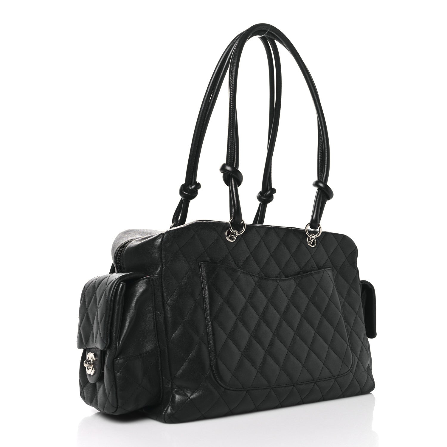 Chanel Calfskin Quilted Large Cambon Multipocket Reporter Black White 3 of 15