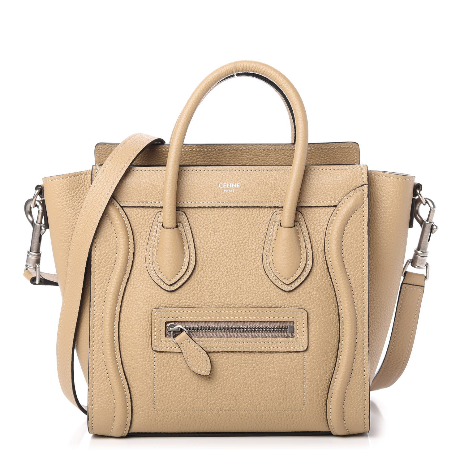 Celine Drummed Calfskin Nano Luggage Dune 1 of 10