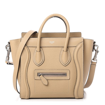 Celine Drummed Calfskin Nano Luggage Dune 1 of 10